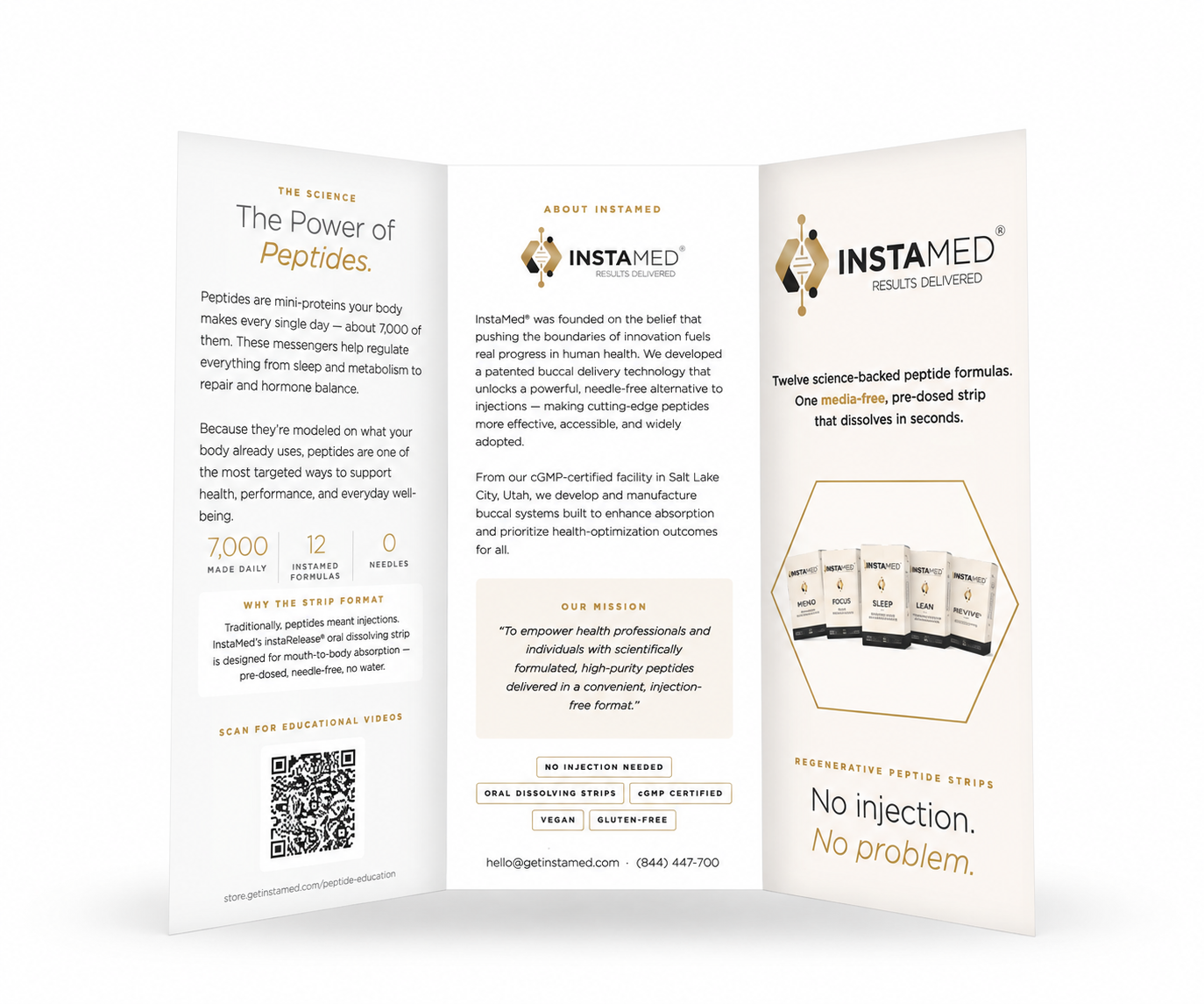 InstaMed tri-fold educational brochures